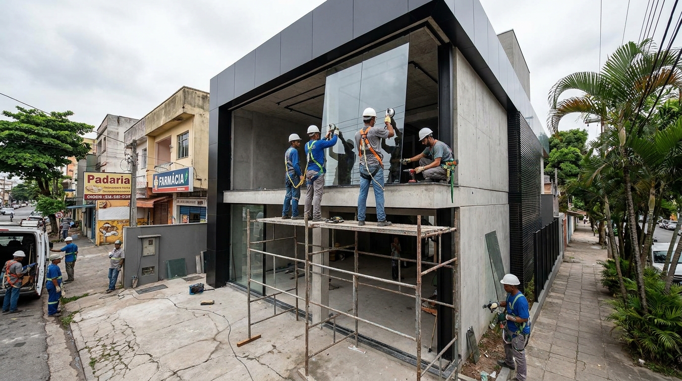 Fachada preta moderna em Brasília-DF
